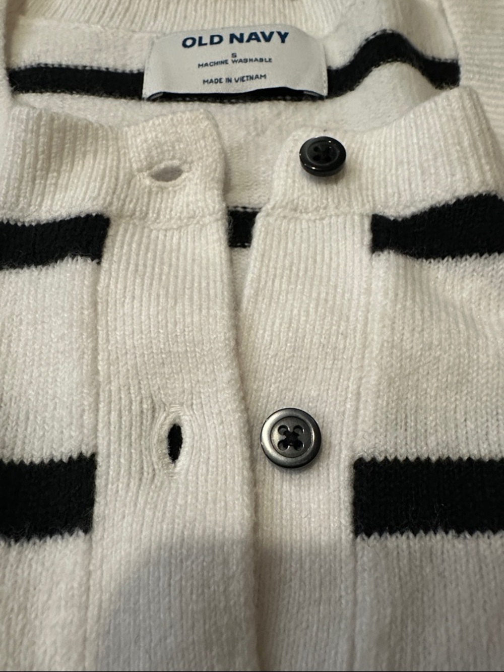 Old Navy White and Black Striped Crew Neck Cardigan NWT - Picture 4 of 10